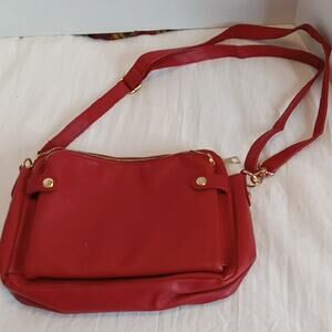 NWT Women's Red Faux LeatherAdjustable Shoulder Bag, Versatile, Office,